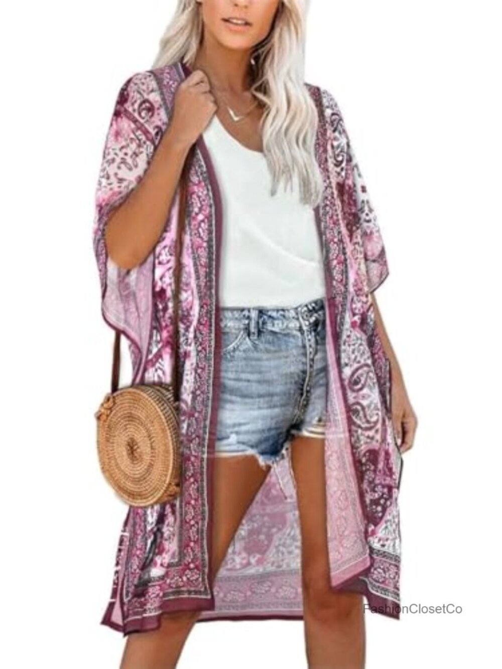 Chiffon Open Front Cardigan Kimono Beach Coverup Swimwear Cover Up